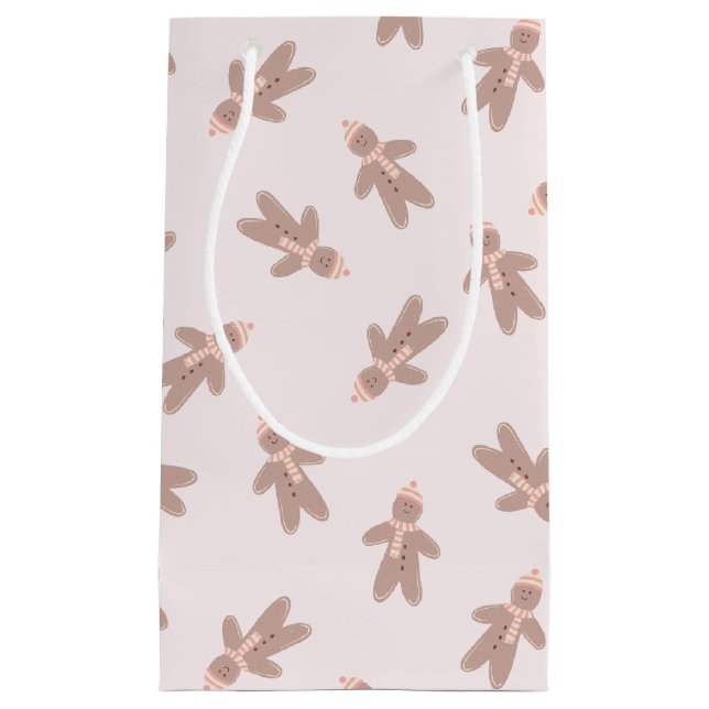 Petit Sac Cadeau Holiday Gingerbread Man pink (Devant)