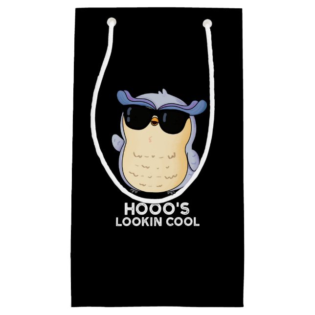 Petit Sac Cadeau Hooo's Lookin Cool Funny Owl Pun Dark BG (Devant)