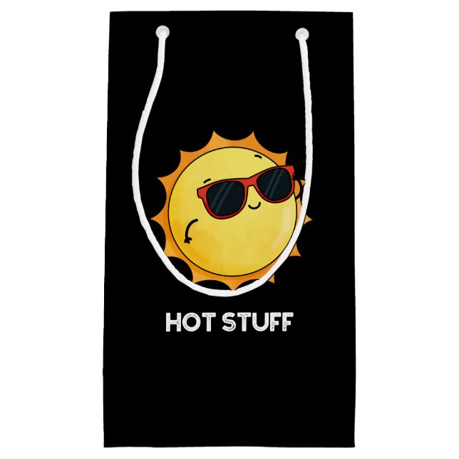 Petit Sac Cadeau Hot Stuff Funny Sun Pun Dark BG (Devant)