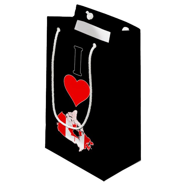 Petit Sac Cadeau I Love Canada Vertical I Heart Country Carte (Devant Angle)