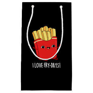 Petit Sac Cadeau I Love Fry-Days Funny French Fries Pun Dark BG