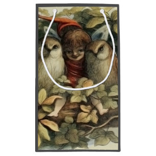 Petit Sac Cadeau Illustration de la nature des hiboux et des fées d