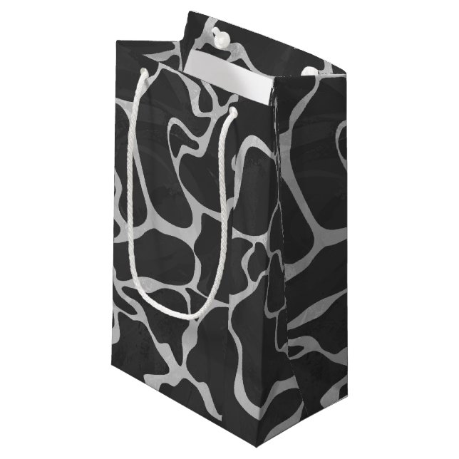 Petit Sac Cadeau Impression Giraffe noir et gris clair (Devant Angle)
