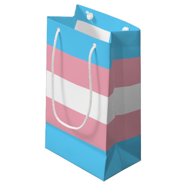 Petit Sac Cadeau Indicateur de fierté transgenre (Devant Angle)