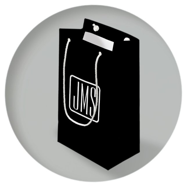 Petit Sac Cadeau Initiales Monogrammées Modernes | Noir & Blanc (Créateur téléchargé)