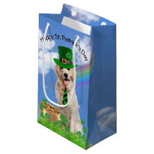 Petit Sac Cadeau Irlandais Golden Retriever avec pot d'or
