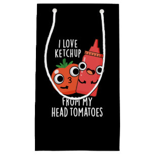 Petit Sac Cadeau J'Aime Ketchup De Ma Tête Tomates Dark BG