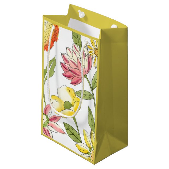 Petit Sac Cadeau Jardin fleuri avec Arrière - plan blanc (Devant Angle)