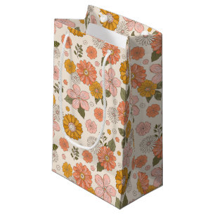 Petit Sac Cadeau Jardin rose et orange Motif