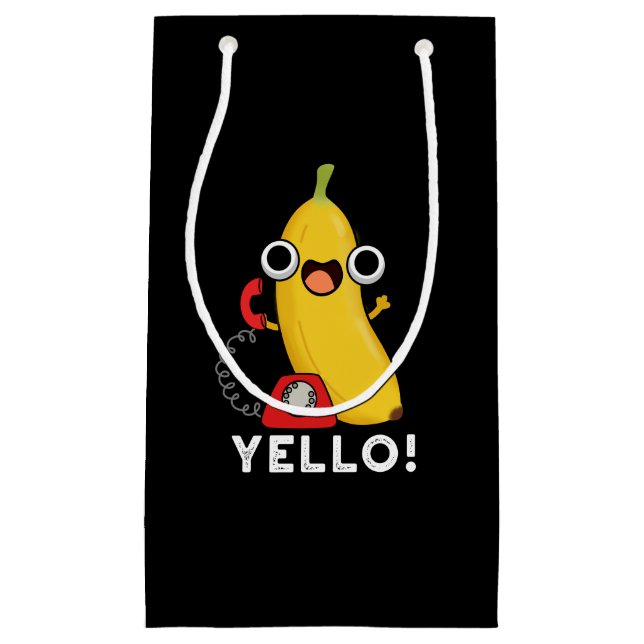 Petit Sac Cadeau Jaune Fruit Fruit Jaune Banane Pun Dark BG (Devant)