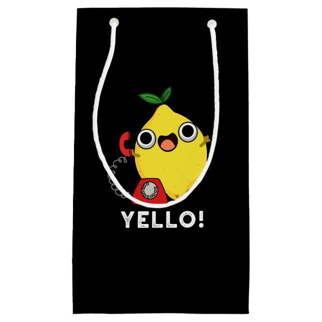 Petit Sac Cadeau Jaune Funny Jaune citron Pun Dark BG (Devant)