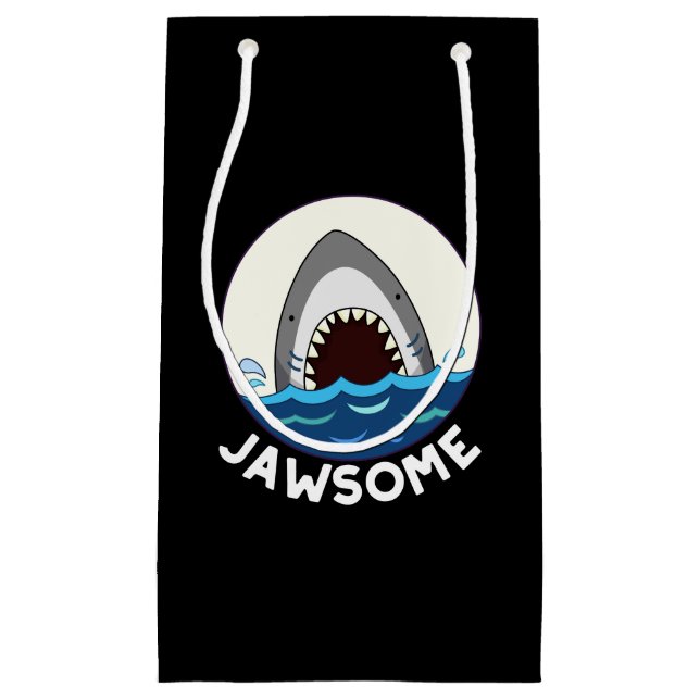 Petit Sac Cadeau Jawsome Funny Shark Teeth Pun Dark BG (Devant)