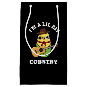 Petit Sac Cadeau Je suis un peu Corntry Funny Corn Pun Dark BG