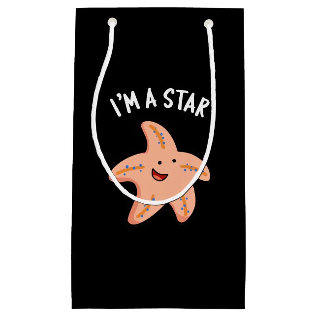 Petit Sac Cadeau Je suis une étoile drôle Starfish Pun Dark BG (Devant)