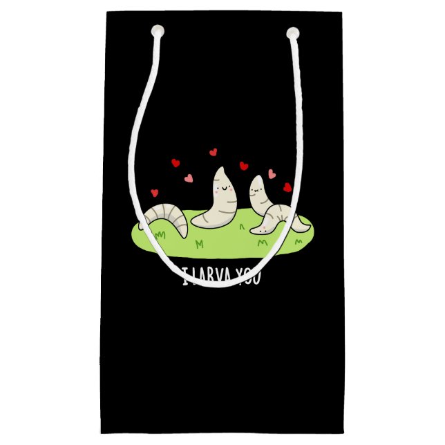 Petit Sac Cadeau Je T'apprends Drôle Larvae Love Pun Dark BG (Devant)