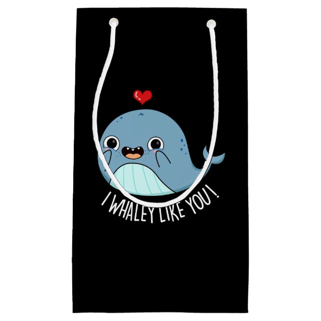 Petit Sac Cadeau Je Whaley Aime Vous Drôle Baleine Pun Dark BG (Devant)