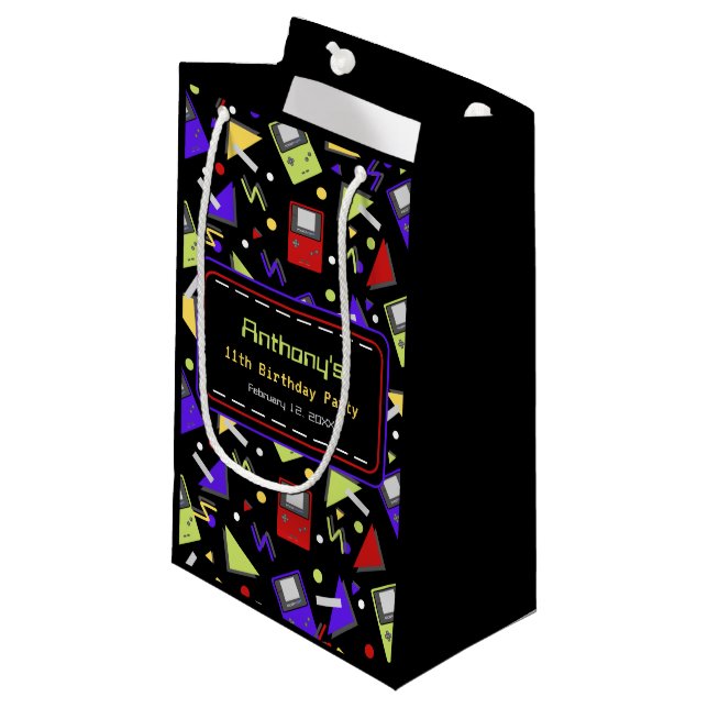 Petit Sac Cadeau Jeu Black Retro (Devant Angle)