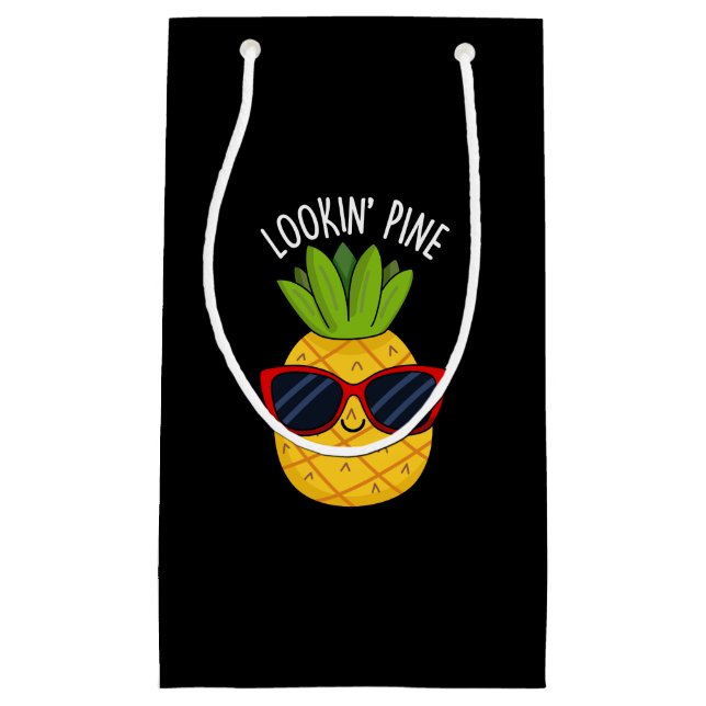 Petit Sac Cadeau Jeu d'ananas drôle de pin à regarder BG foncé (Devant)