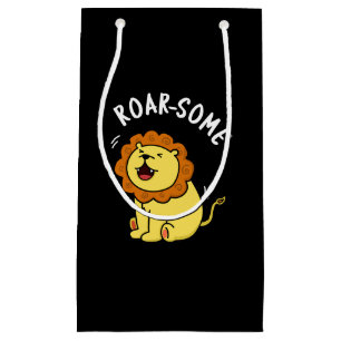 Petit Sac Cadeau Jeu de Lion grinçant rôti rond gris foncé