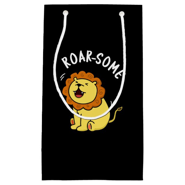Petit Sac Cadeau Jeu de Lion grinçant rôti rond gris foncé (Devant)