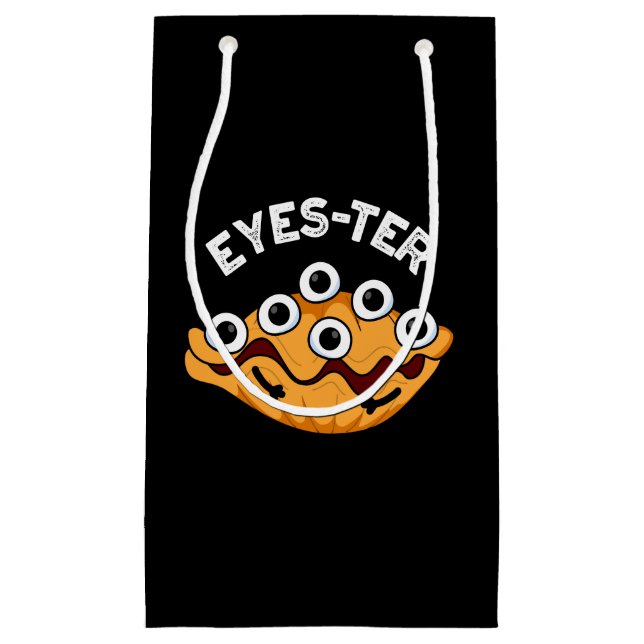 Petit Sac Cadeau Jeu d'huîtres amusant des yeux BG foncé (Devant)
