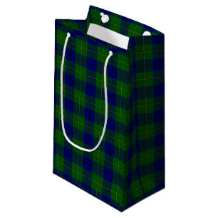 Petit Sac Cadeau Johnstone tartan bleu vert plaid