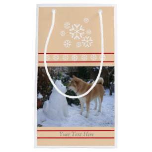 Petit Sac Cadeau joli akita baiser bonhomme de neige akita photo no