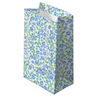 Petit Sac Cadeau Joli bleu bleu bleu vert blanc persil Fleurs
