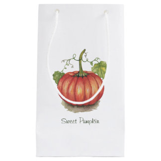 Petit Sac Cadeau Joli Citrouille Avec Vins En Aquarelle