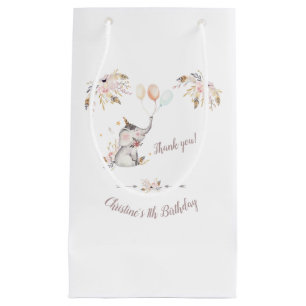 Petit Sac Cadeau Joli éléphant Boho Floral Année d'anniversaire