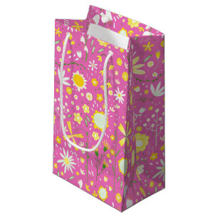 Petit Sac Cadeau Joli Fleur sauvage botanique rose Floral