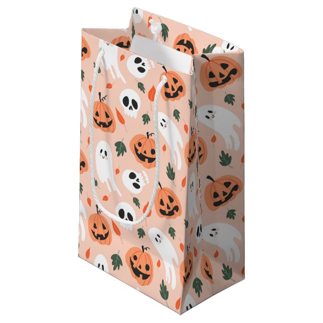 Petit Sac Cadeau Joli Jack-O-Lanterne et Motif fantôme (Devant Angle)