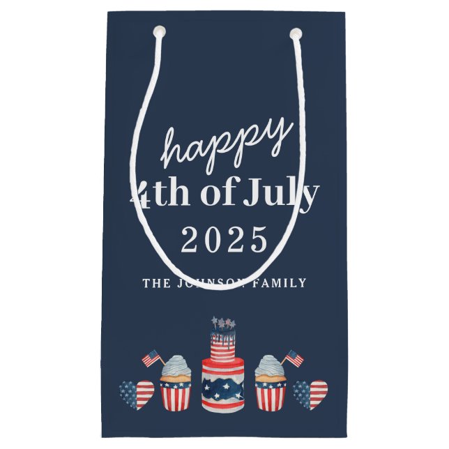 Petit Sac Cadeau Jolie 4 juillet Rouge Blanc Et Bleu (Devant)