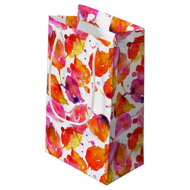 Petit Sac Cadeau Jolie aquarelle feuilles d'automne motif (Dos Angle)