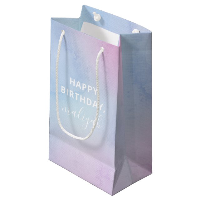 Petit Sac Cadeau Jolie aquarelle Pastel (Devant Angle)