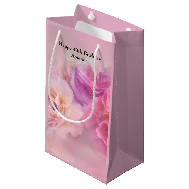 Petit Sac Cadeau Jolie oeillette rose belle photo élégant Anniversa (Devant Angle)