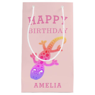 Petit Sac Cadeau Jolie Pink Gecko Lizard Anniversaire de enfant fil
