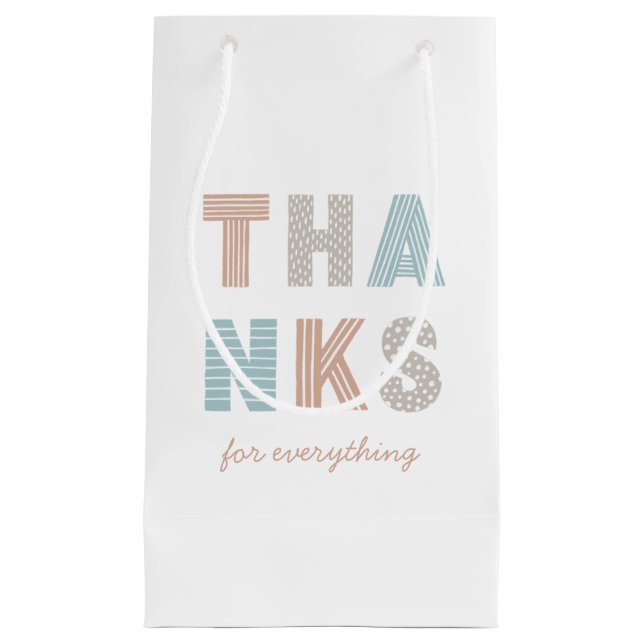 Petit Sac Cadeau Jolie typographie lettrage. Remerciements pastel a (Devant)