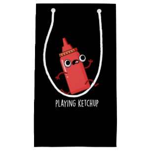 Petit Sac Cadeau Jouer Ketchup Funny Sauce Pun Dark BG