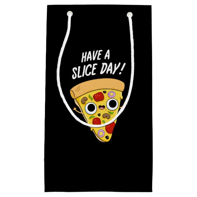 Petit Sac Cadeau Jour De Tranches Drôle Pizza Pun Dark BG (Devant)