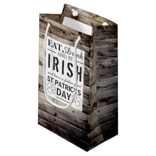 Petit Sac Cadeau Journée vintage de la St Patrick en bois irlandais