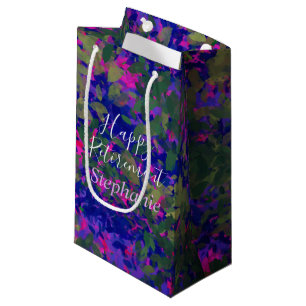 Petit Sac Cadeau Joyeuse retraite Purple Blue Garden Main peinte