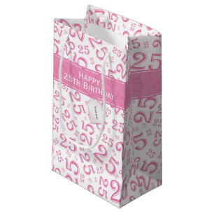 Petit Sac Cadeau Joyeux 25e anniversaire Pink Random Numéro Motif