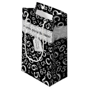 Petit Sac Cadeau Joyeux 65e anniversaire Numéro Motif noir et blanc