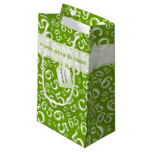 Petit Sac Cadeau Joyeux 65e anniversaire Numéro Motif Vert et blanc