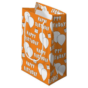 Petit Sac Cadeau Joyeux Anniversaire Avec Arrière - plan Orange De 