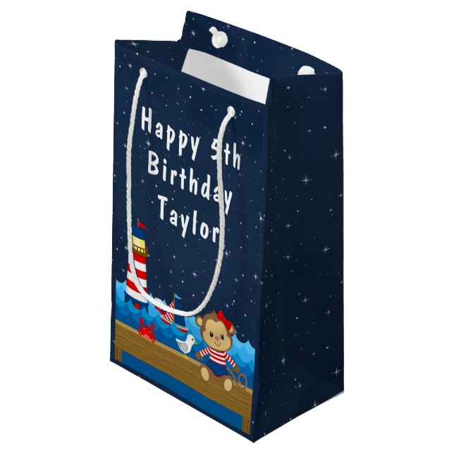 Petit Sac Cadeau Joyeux anniversaire de la Marine et de la Rouge (Devant Angle)
