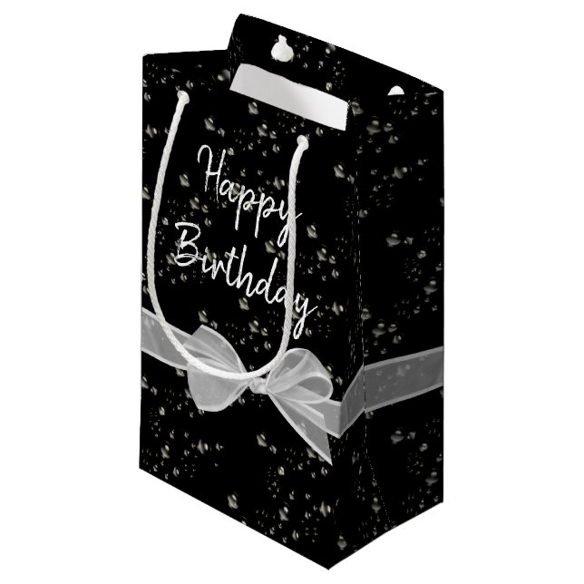Petit Sac Cadeau Joyeux Anniversaire des vaches et bulles (Devant Angle)