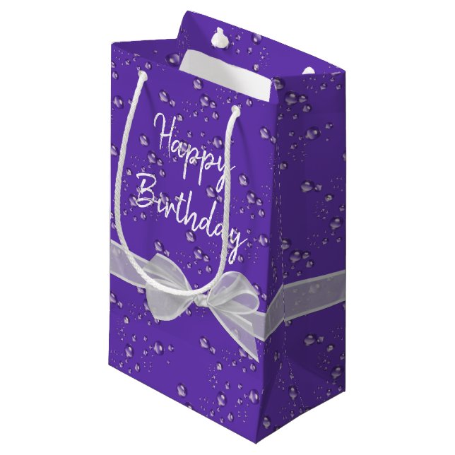 Petit Sac Cadeau Joyeux Anniversaire des vaches et bulles (Devant Angle)