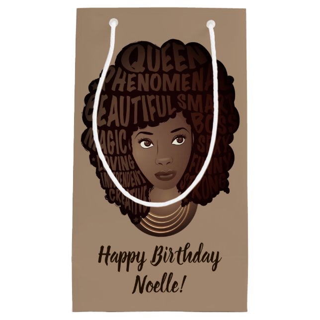 Petit Sac Cadeau Joyeux anniversaire encourageant les femmes noires (Devant)